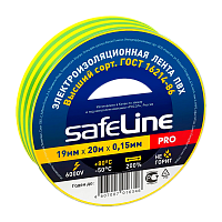 Изолента Safeline 19мм*20м ПВХ желтый зеленый (10/200)