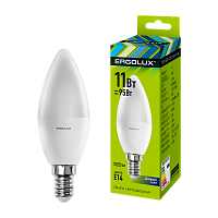 Лампа светодиодная Ergolux C35 E14 11W 6500К 172-265V свеча (1/10/100)