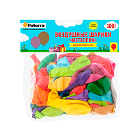 Воздушные шарики "Металлик", 30 см, круглые, разноцветные без рисунка, 100 шт/уп, PATERRA (1/10)