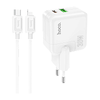 Сетевое З/У HOCO C111A 1USB/Type-C 3.0A 30W с кабелем Type-C-Lightning белый (1/20/120) 