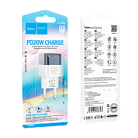 Сетевое З/У HOCO C125A Type-C 3.0A 20W PD,QC,FCP,AFC белый синий
