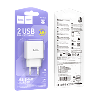 Сетевое З/У HOCO C141A 2USB 2.1A белый (1/36/216)