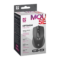 Мышь проводная Defender MB-270 Optimum классическая USB черный (1/40) 