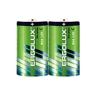 Батарейка Ergolux R14 C Shrink 2 Zinc Carbon 1.5V (2/12/288)