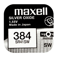 Батарейка Maxell 384 (SR41SW) BL1 Silver Oxide 1.55V 0%Hg (1/10/100)