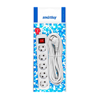 Удлинитель Smartbuy 5р.С/З 16A 10.0м с выкл. ПВС 3x1мм² белый