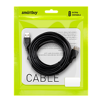 Кабель Smartbuy K-855 USB (m)-USB (f) 5.0м силикон серый (1/80)