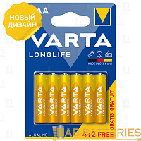 Батарейка Varta LONGLIFE LR03 AAA BL4+2 Alkaline 1.5V (4103) (6/60/300)