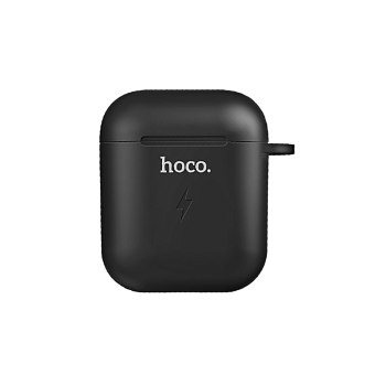 Зарядный чехол HOCO CW22 для Airpods 0.5A силикон беспр. зар. Qi черный (1/22/220) 