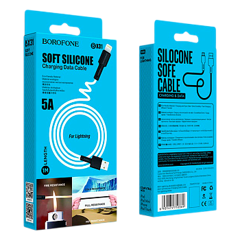 Кабель Borofone BX31 USB (m)-Lightning (m) 1м 2.4A силикон белый