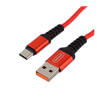 Кабель GoPower GP02T USB (m)-Type-C (m) 1м 2.4A нейлон красный (1/200/800)