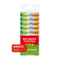Аккумулятор бытовой GP HR03 AAA BL10 NI-MH 1000mAh в пластиковой упаковке (10/300) R