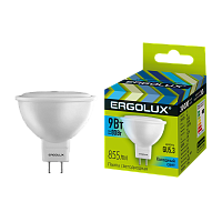 Лампа светодиодная Ergolux JCDR GU5.3 9W 4500К 180-240V софит (1/10/100)
