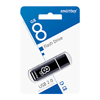 Флеш-накопитель Smartbuy Glossy 8GB USB2.0 пластик черный