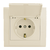 Розетка Makel Defne 1гн. 16A С/З со шторкой кремовый 42010029 (1/12)