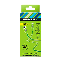 Кабель Ergolux ELX-CDC02-C05 USB (m)-Type-C (m) 1.2м 3.0A зеленый в коробке (1/10/240)