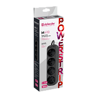 Удлинитель Defender M418 4р.С/З 10A 1.8м черный (1/45)