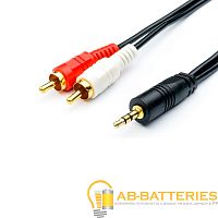 Кабель AUX Atcom Jack 3.5mm (m)-2xRCA (m) 1.8м силикон черный пакет с подвесом (1/250) 