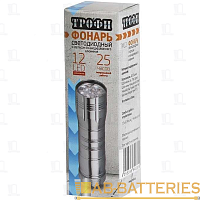 Фонарь универсальный Трофи TM12 3.7W 12LED от батареек серебряный в блистере (1/20/180)