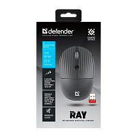 Мышь беспроводная Defender MM-032 RAY USB черный (1/80)
