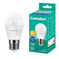 Лампа светодиодная Camelion G45 E27 15W 6500К 220V шар 45мм матовая белый (1/10/100)