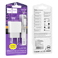 Сетевое З/У HOCO CS12A 1USB 3.0A 18W QC3.0 с кабелем microUSB белый (1/28/168) 