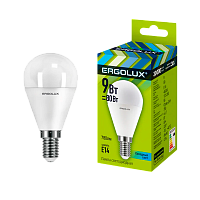 Лампа светодиодная Ergolux G45 E14 9W 4000К 172-265V шар (1/10/100)