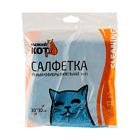 Салфетка Рыжий кот M-03 30х30см микрофибра вафельная голубой (1/40/200)