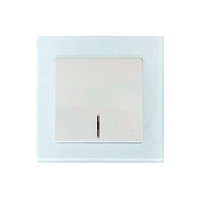 Выключатель Прогресс Glass 1-клав.10A ABS + Керамика с индикатором белый (1/10/100)