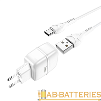 Сетевое З/У HOCO C77A 2USB 2.4A с кабелем microUSB белый (1/12/120) 