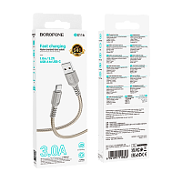 Кабель Borofone BX116 USB (m)-Type-C (m) 1м 3.0A нейлон серый