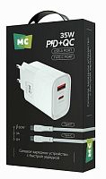 Сетевое З/У MORE CHOICE NC82a 1USB+1Type-C 3.0A 35W PD,QC с кабелем Type-C/Type-C белый