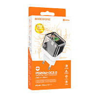 Сетевое З/У Borofone BA80A 1USB+1Type-C 20W PD,QC черный (1/32/128)