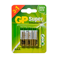 Батарейка GP Super LR03 AAA BL3+1 Alkaline 1.5V (4/40/320)