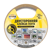 Клейкая лента Aviora 50мм*10м двусторонняя ПП 0.11мм прозрачный (1/36)