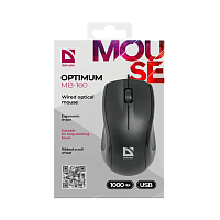 Мышь проводная Defender MB-160 Optimum классическая USB черный (1/40) 