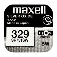 Батарейка Maxell 329 (SR731SW) BL1 Silver Oxide 1.55V 0%Hg (1/10/100) 