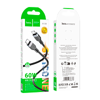 Кабель HOCO X109 Type-C (m)-Type-C (m) 3м 3.0A 60W силикон черный (1/31/310)