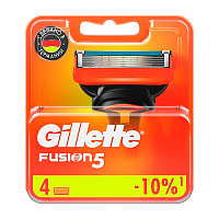 Сменные кассеты Gillette "FUSION" 5 лезвий 4шт. (цена за 1 шт) RUS (4/40)