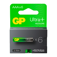 Батарейка GP ULTRA PLUS G-tech LR03 AAA BL6 Alkaline 1.5V (6/96/768)