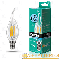 Лампа светодиодная филамент Camelion CW35 E14 7W 3000К 172-265V свеча на ветру прозрачная (1/10/100)