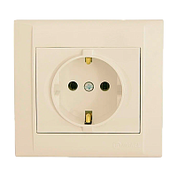 Розетка Makel Defne 1гн. 16A С/З со шторкой керамика кремовый 42010009 (1/12)