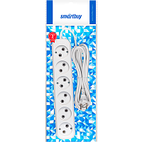 Удлинитель Smartbuy 6р.Б/З 10A 5.0м ПВС 2x1мм² белый