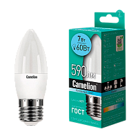 Лампа светодиодная Camelion C35 E27 7W 4500К 170-265V свеча матовая (1/10/100)