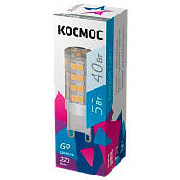 Лампа светодиодная Космос G9 5W 4500К 220V капсула прозрачная (1/100/1000)