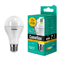 Лампа светодиодная Camelion A65 E27 17W 3000К 170-265V груша матовая (1/10/100)