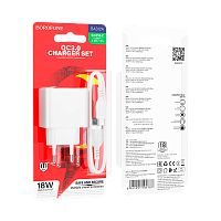Сетевое З/У Borofone BAS12A 1USB 3.0A 18W QC3.0 с кабелем Type-C белый (1/48/192)