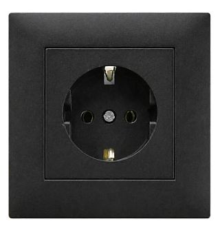 Розетка Makel KAREA RIZZ 1гн. 16A С/З черный 88054028