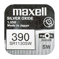 Батарейка Maxell 390 (SR1130SW) BL1 Silver Oxide 1.55V 0%Hg (1/10/100) 