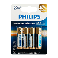 Батарейка Philips Premium LR6 AA BL4 Alkaline 1.5V картон (4/48/144/17280)